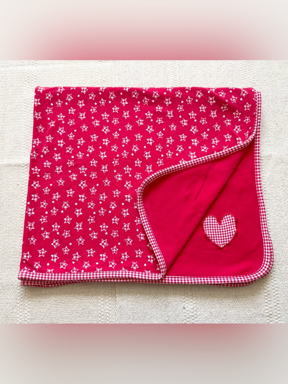 Gymboree 1990s Rainbow Tag Baby Blanket Western Cherry Red Gingham Cowboy